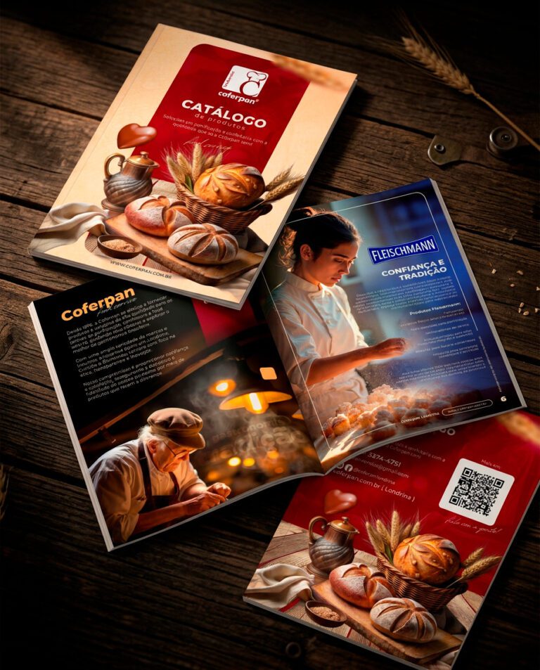 Catálogo impresso com diagramação profissional e alta qualidade