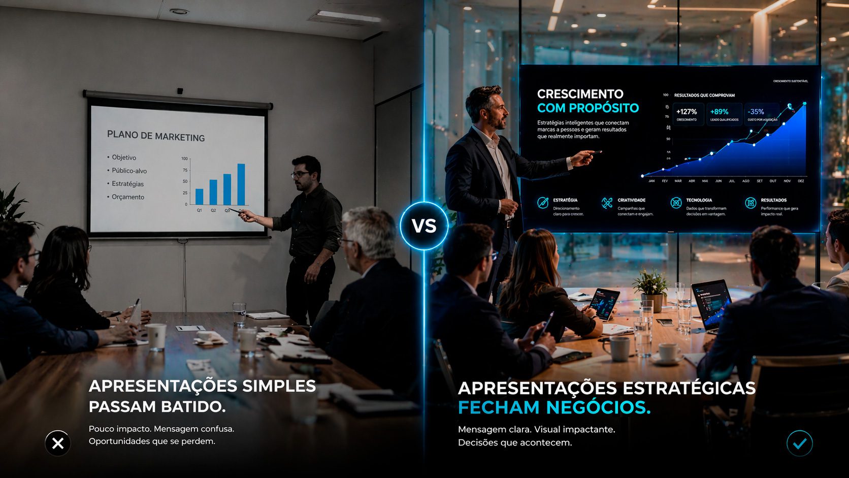 Apresentação comercial desenvolvida para reuniões empresariais