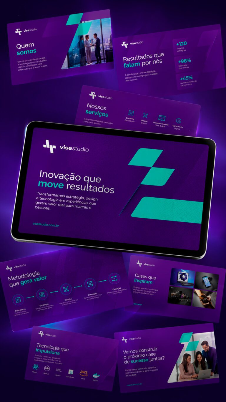 Apresentação profissional criada pela Blugnose Agência Digital