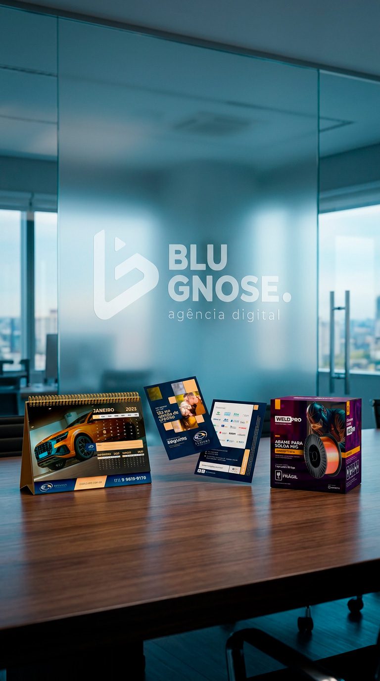 Materiais gráficos desenvolvidos com identidade visual para empresas